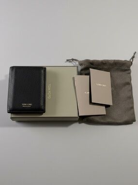 Tom Ford Black Pebbled Leather Card Holder